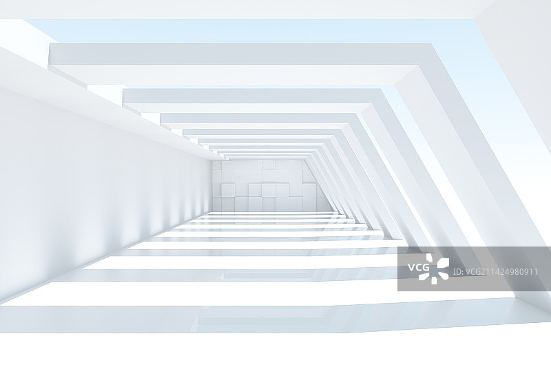 3D白色现代建筑室内空间图片素材