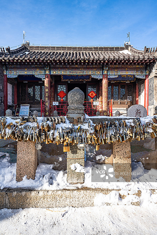 中国山东泰安泰山风景区敇修青帝宫玉皇顶玉皇庙泰山极顶建筑景观图片素材