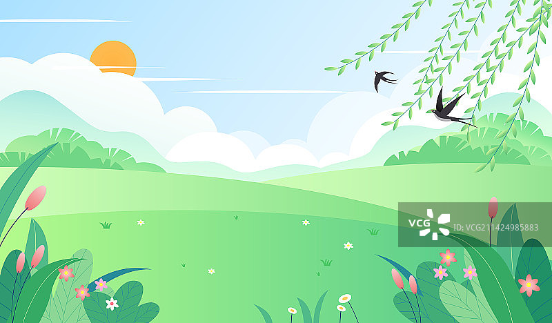 传统节气清明春天踏青矢量插画背景图片素材