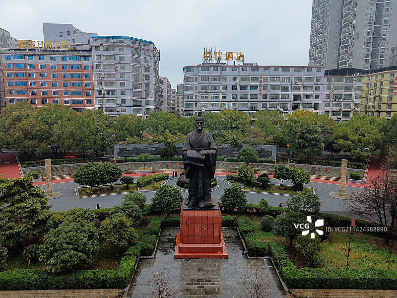 耒阳市 科技发明家广场 西湖北路 文体会议中心 狮子岭公园 航拍图片素材