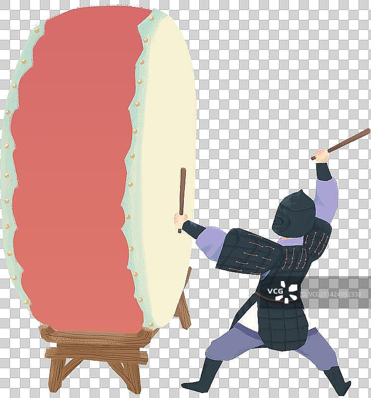 打鼓的古代士兵人物元素图片素材