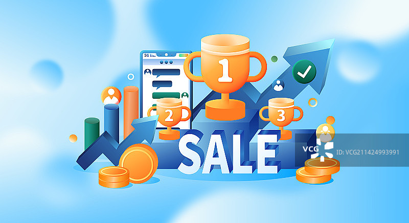 销售运营从业人员横版矢量插画图片素材