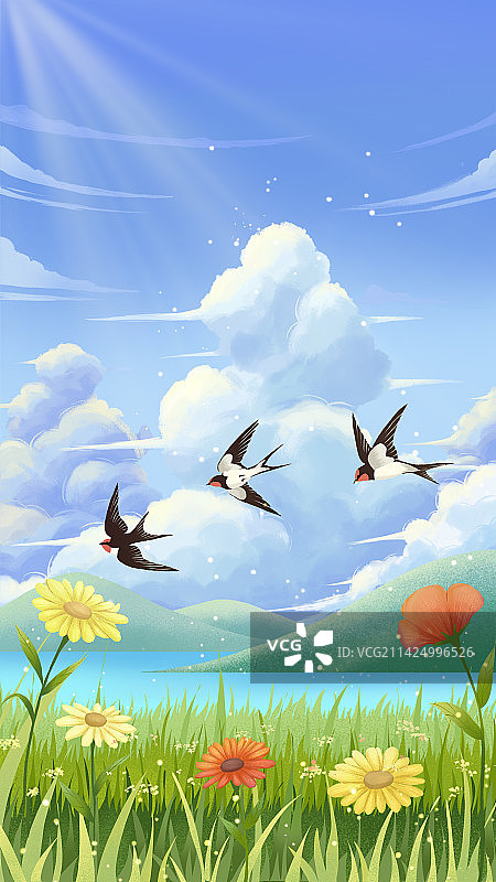 春天竖版无字图片素材