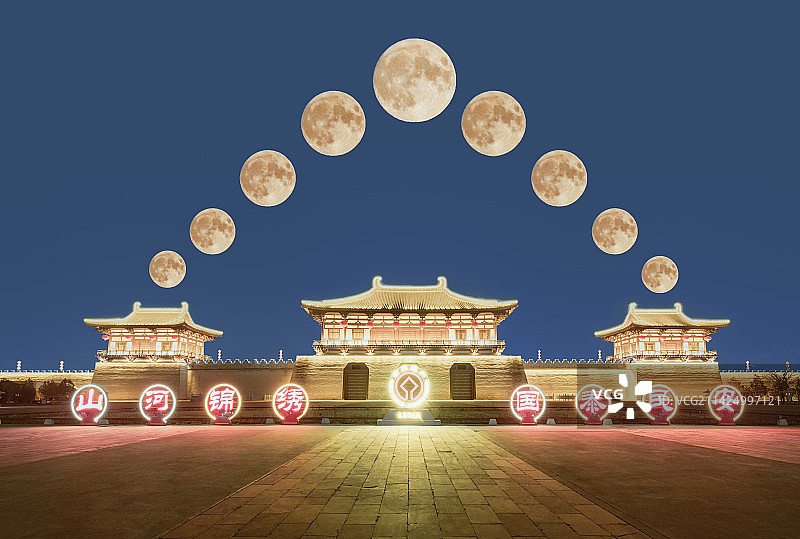 一轮皓月图片素材