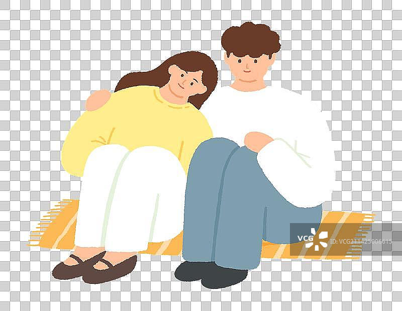 情侣手绘插画图片素材