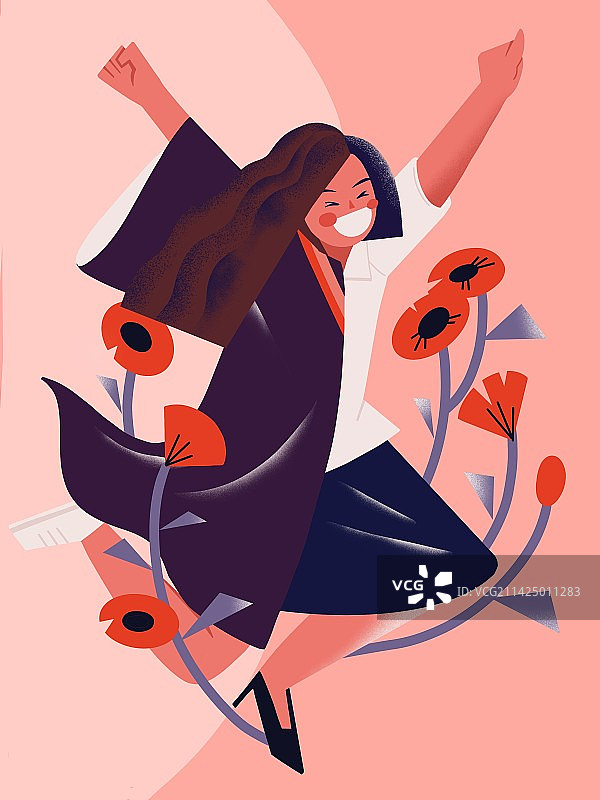 一个女生从毕业生变成工作人士图片素材