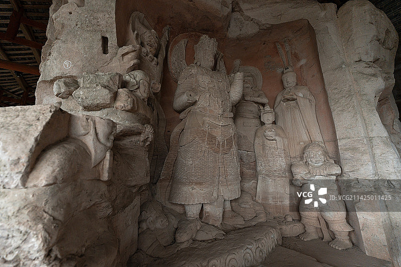 大足石刻北山石刻毗沙门天王龛图片素材