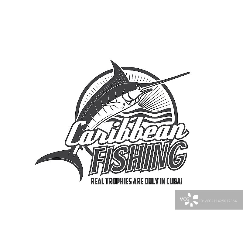 加勒比海马林鱼单色图标图片素材