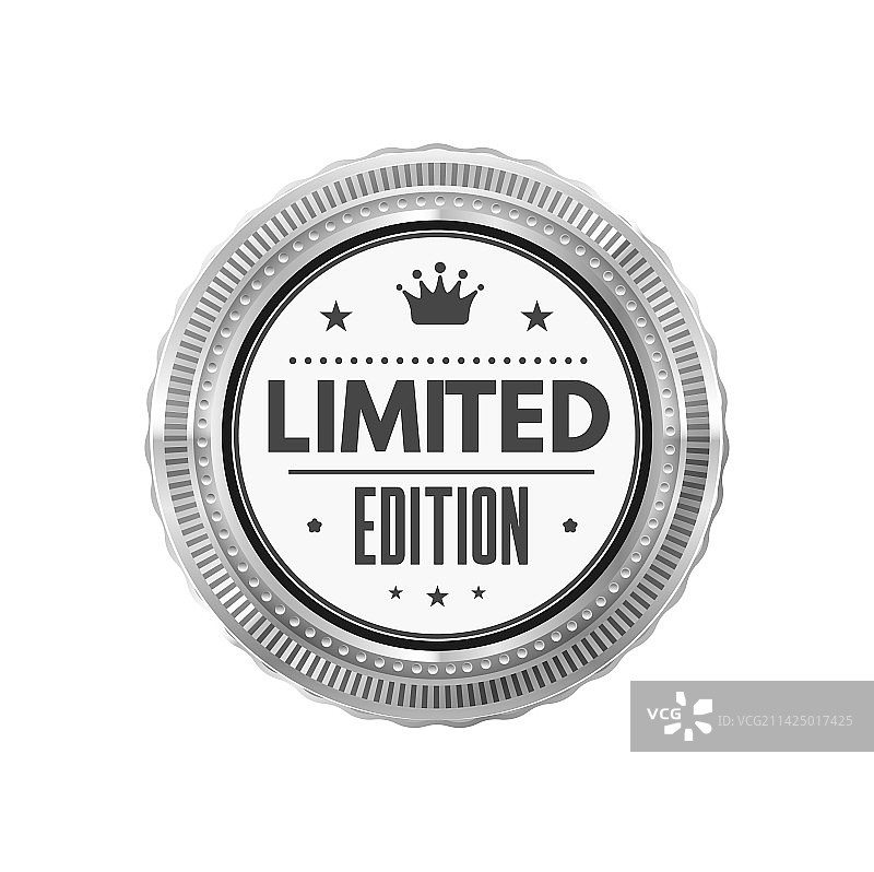 限量版产品银色徽章和标签图片素材