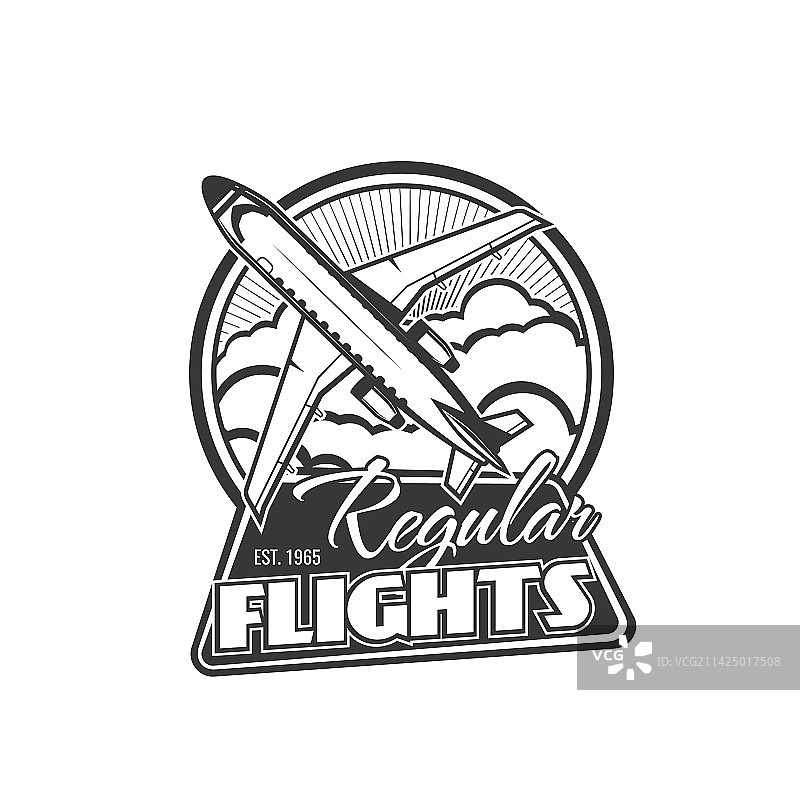 定期航空航班单色复古图标图片素材