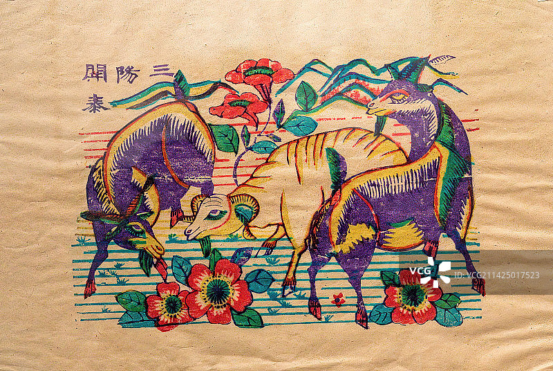 传统文化，本版年画上的动物形象图片素材