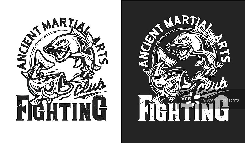 愤怒的鱼吉祥物搏击俱乐部T恤印花图片素材