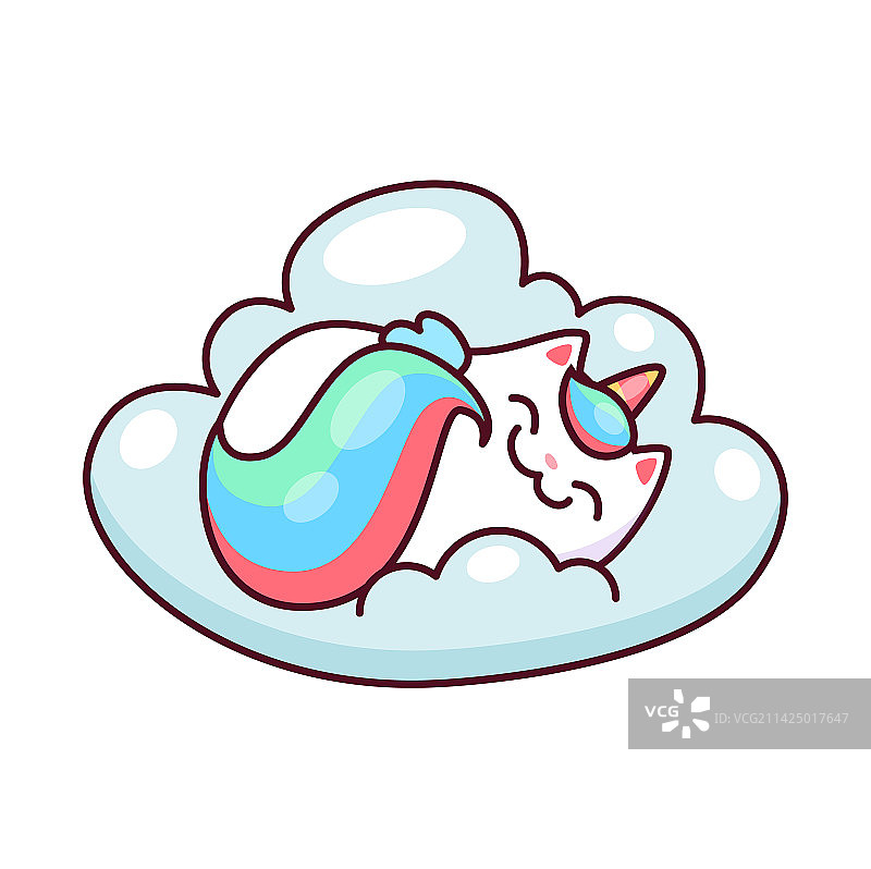 猫角兽在云端睡觉做梦图片素材