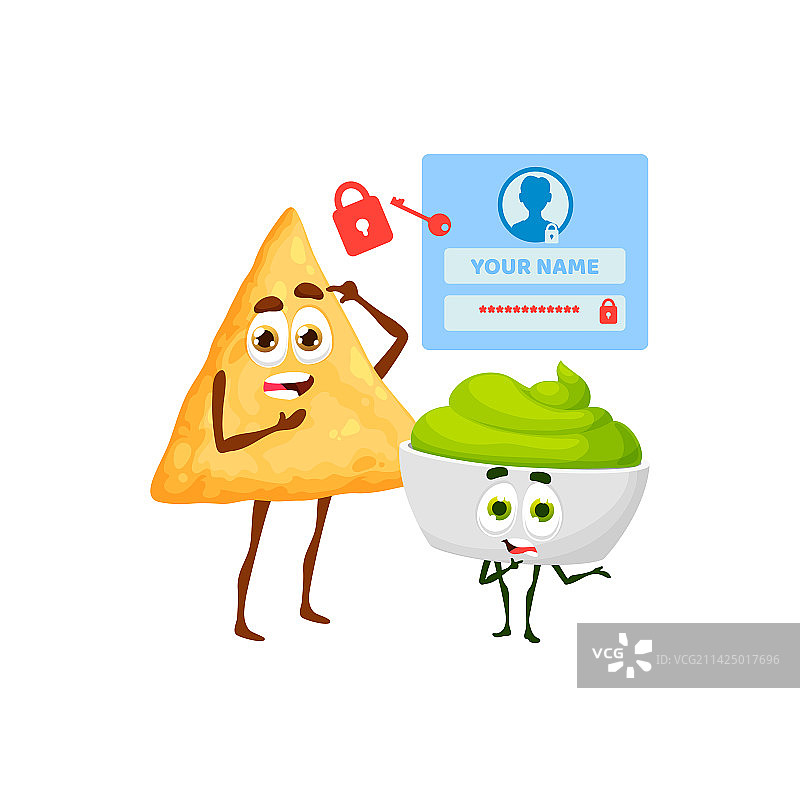忘记密码卡通玉米片和鳄梨酱图片素材