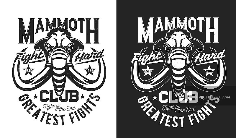 猛犸吉祥物格斗俱乐部T恤印花图片素材
