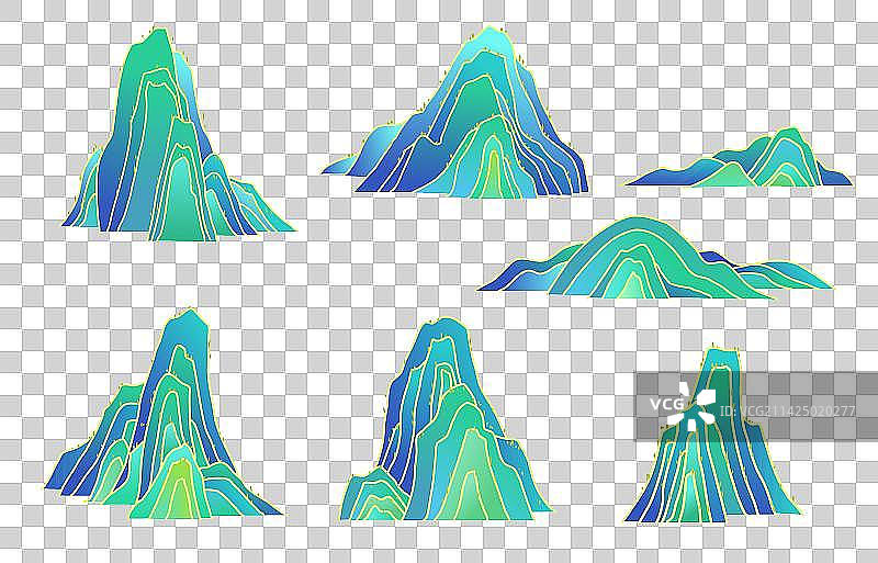 国潮风山脉矢量免抠素材图片素材