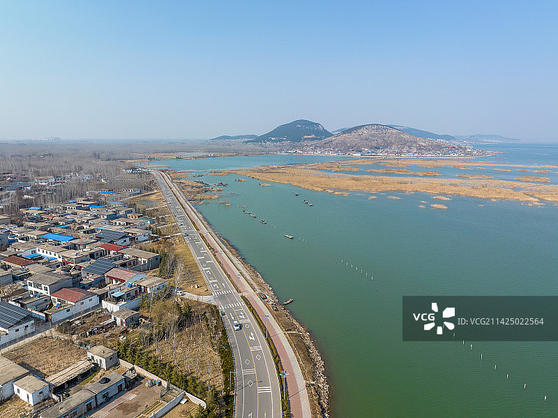 航拍泰安东平湖风光图片素材