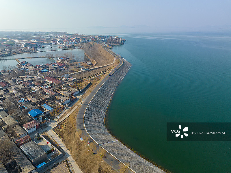航拍泰安东平湖风光图片素材