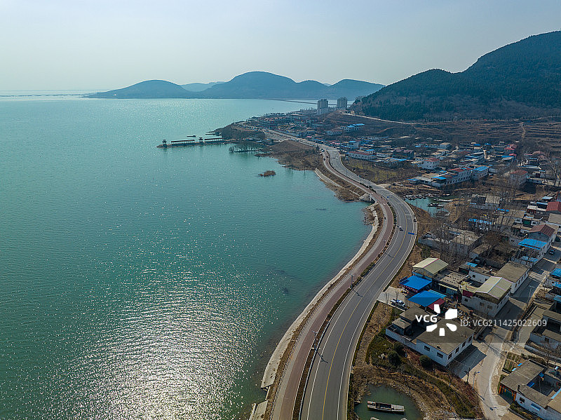 航拍泰安东平湖风光图片素材