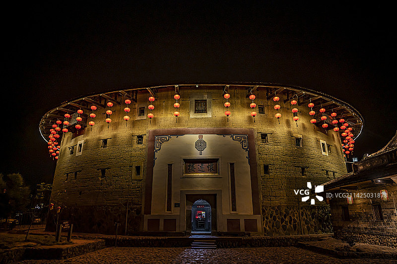 南靖云水谣怀远楼夜景图片素材