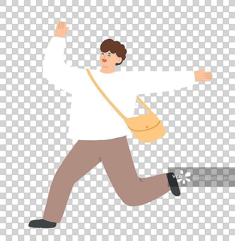 开心打招呼的男孩手绘插画图片素材