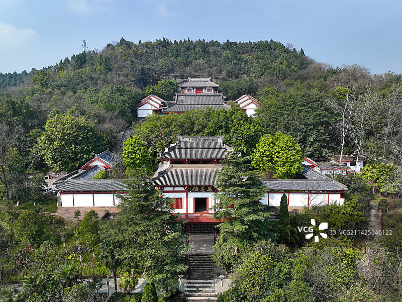 四川省南充市顺庆区西山万卷楼景区玉屏公园航拍图片素材