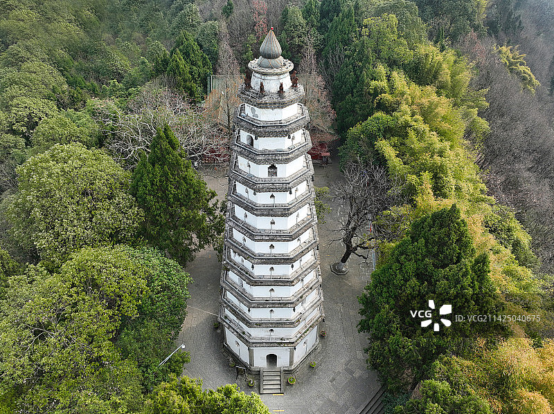 四川省南充市阆中市阆中古城东山园林白塔山公园航拍图片素材