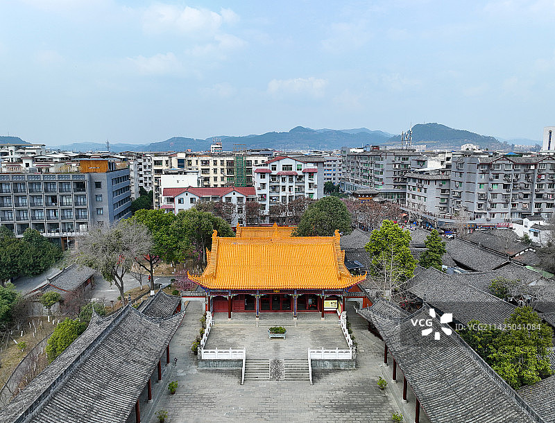 四川省南充市阆中市阆中古城文庙航拍图片素材