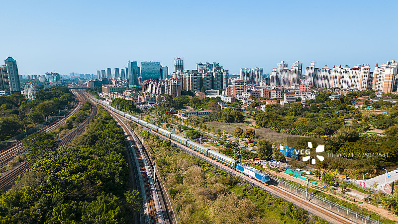 东莞常平铁路公园城市航拍图片素材