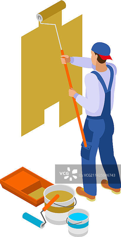 墙绘工匠构图图片素材