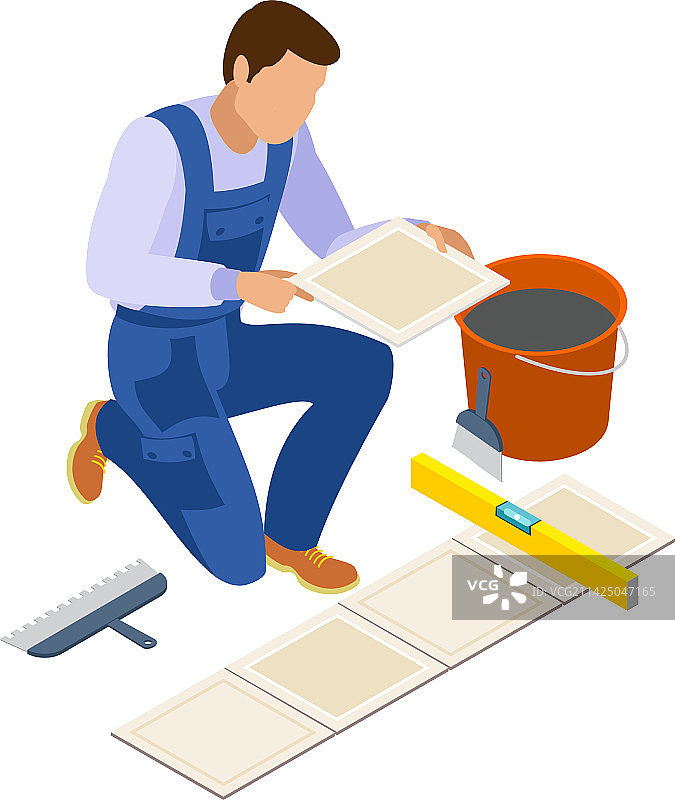 工匠瓷砖2.5D构图图片素材