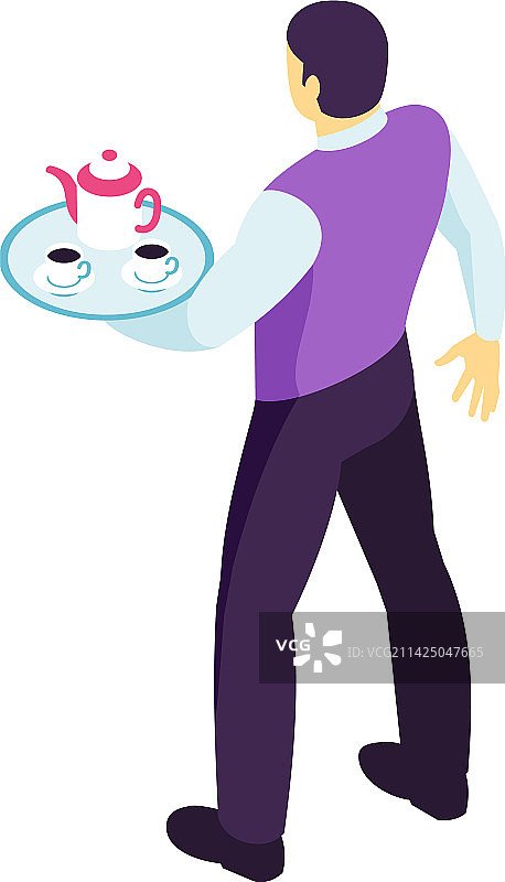 餐厅服务员茶饮组合图片素材