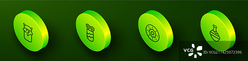 2.5D等距线维京人头像箭袋弓箭图片素材