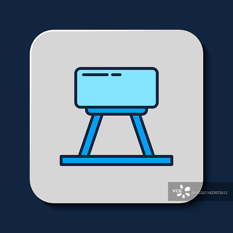 蓝色背景上的空心轮廓鞍马图标图片素材