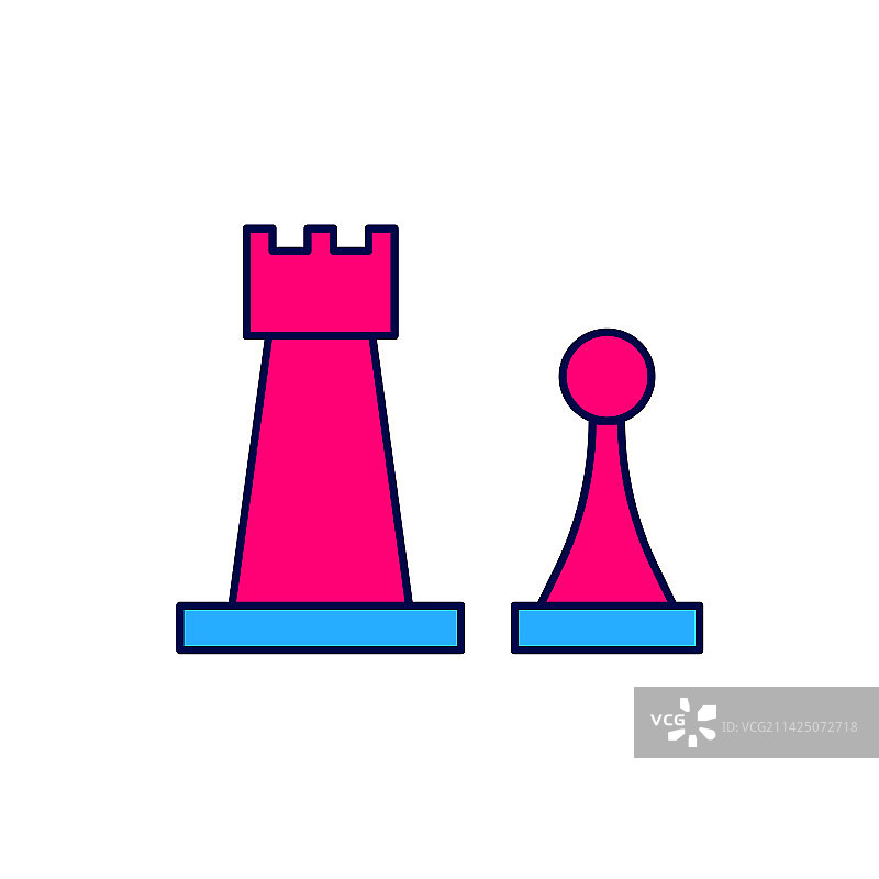 描边填充国际象棋图标图片素材