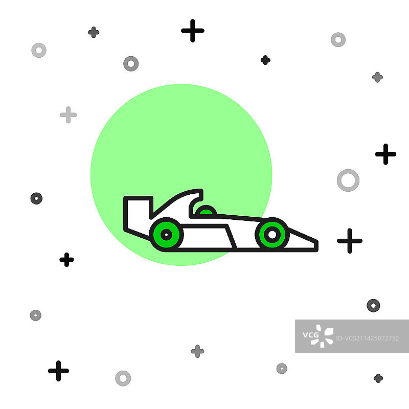 填充轮廓的一级方程式赛车图标图片素材