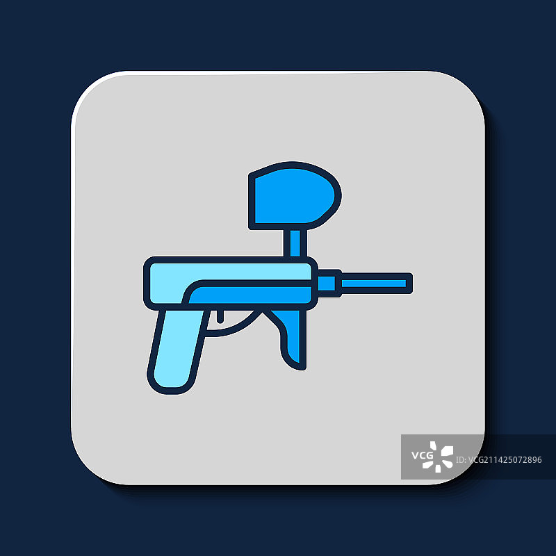 蓝色背景上的彩弹枪轮廓图标图片素材