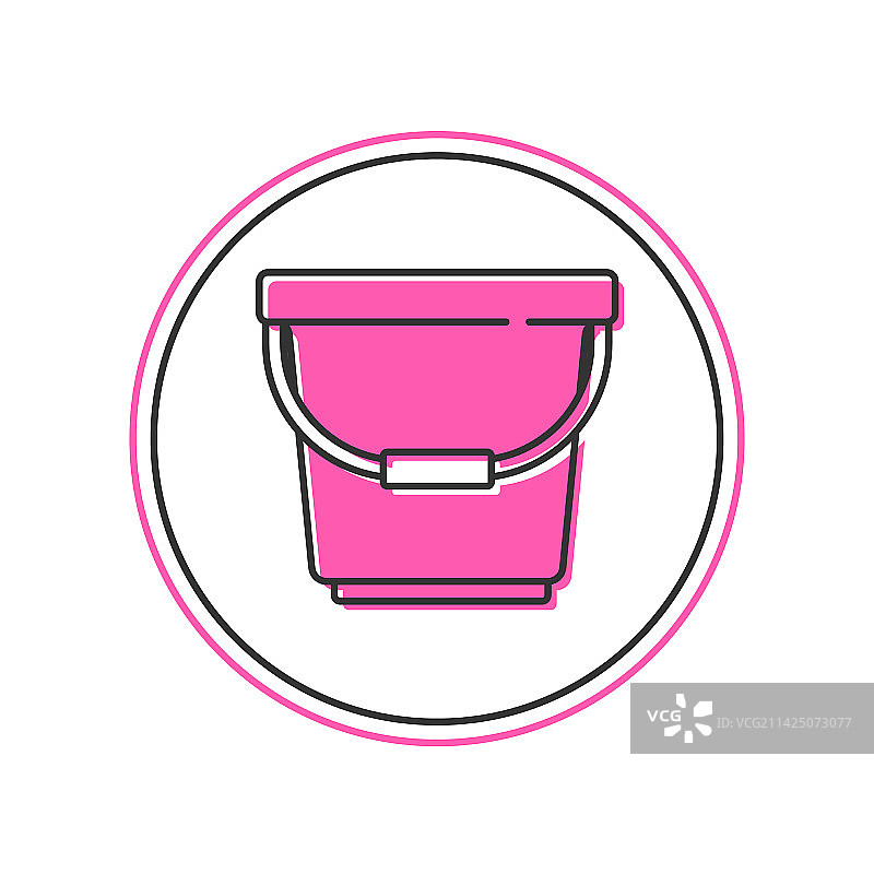 白色背景上的水桶轮廓图标图片素材