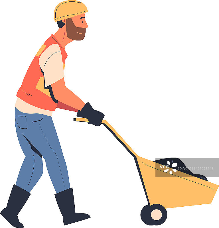 头戴安全帽身穿橙色背心的公路工人图片素材