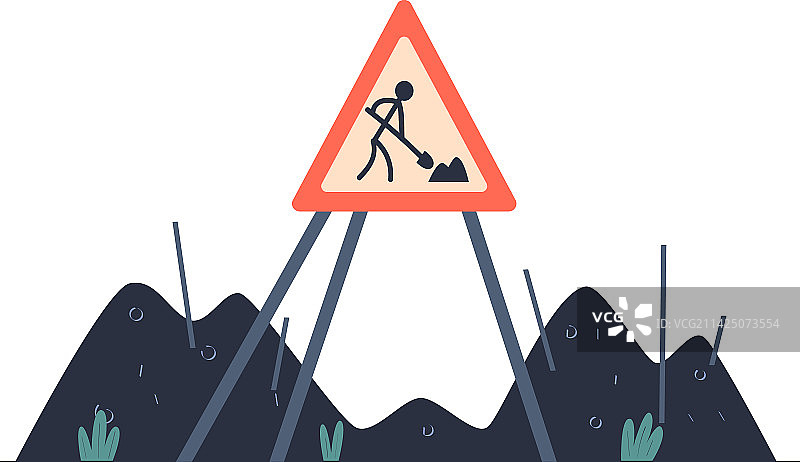 道路障碍标志，施工和维修工作图片素材