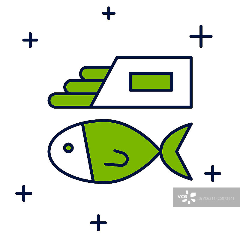 鱼和薯条轮廓图标图片素材