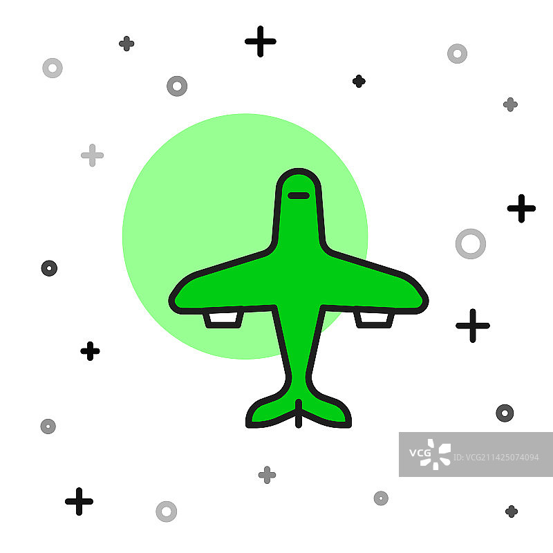 白色背景上的填充轮廓飞机图标图片素材