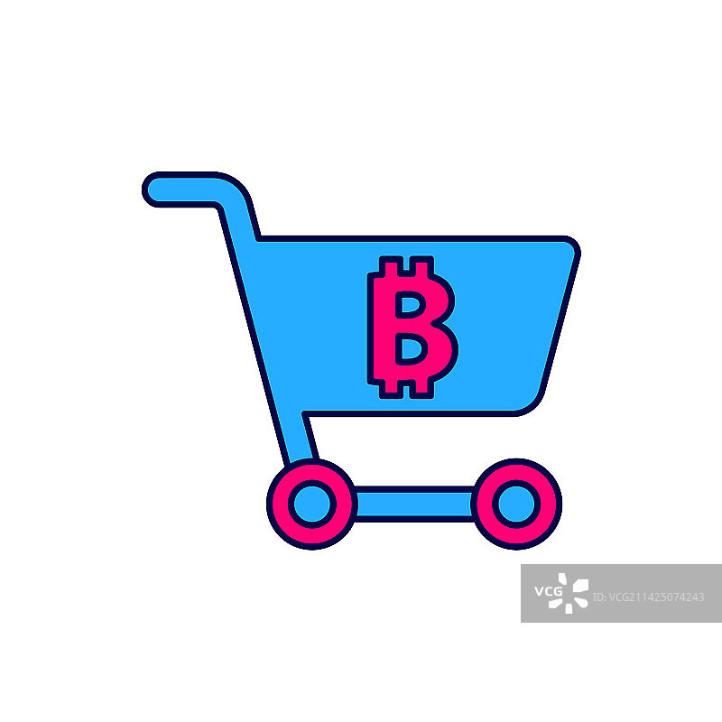 描边填充购物车比特币图标图片素材
