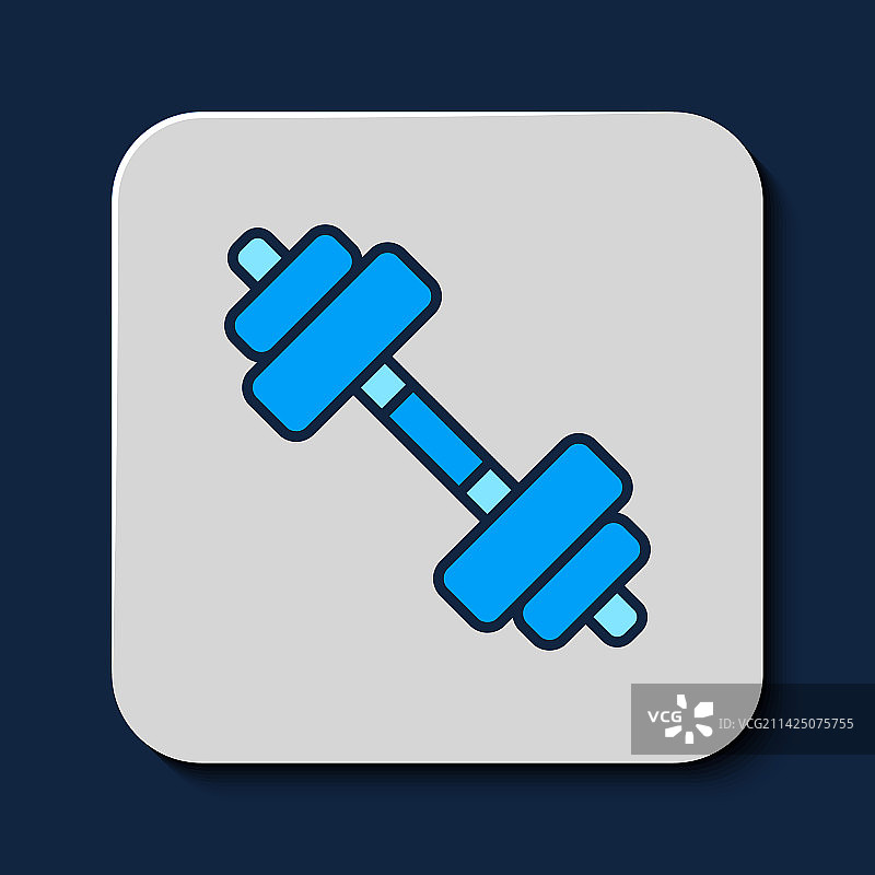 蓝色背景上的哑铃图标图片素材