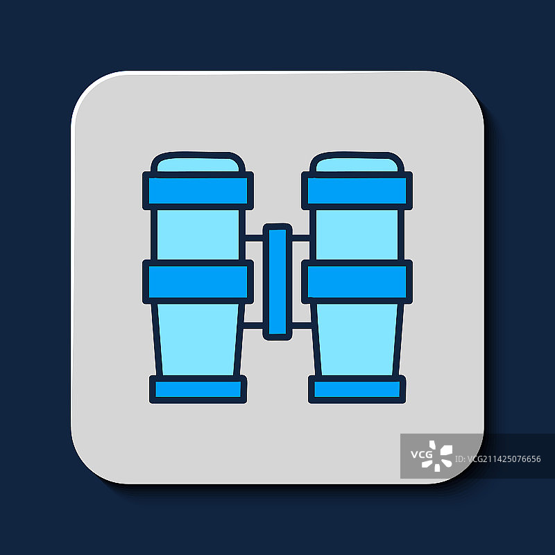 蓝色背景上的双筒望远镜轮廓图标图片素材