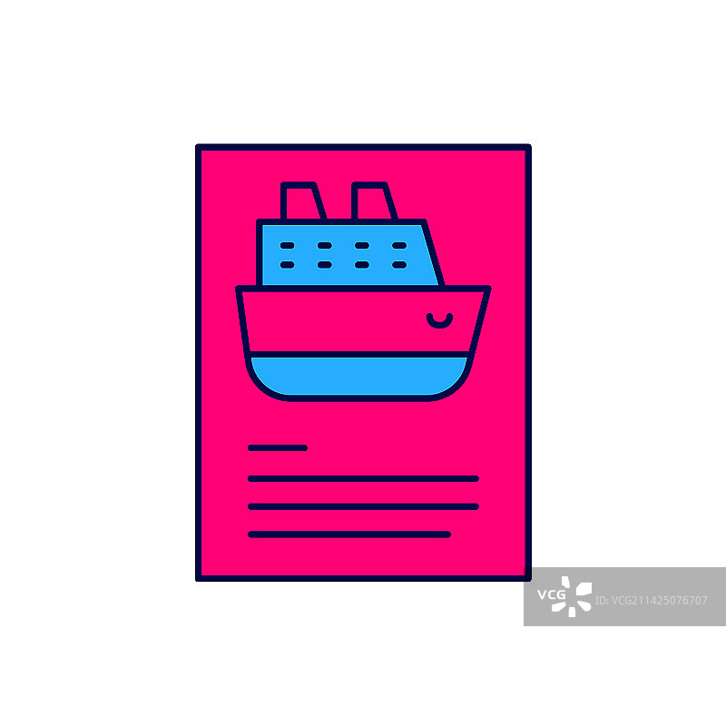 白色背景上的邮轮轮廓图标图片素材