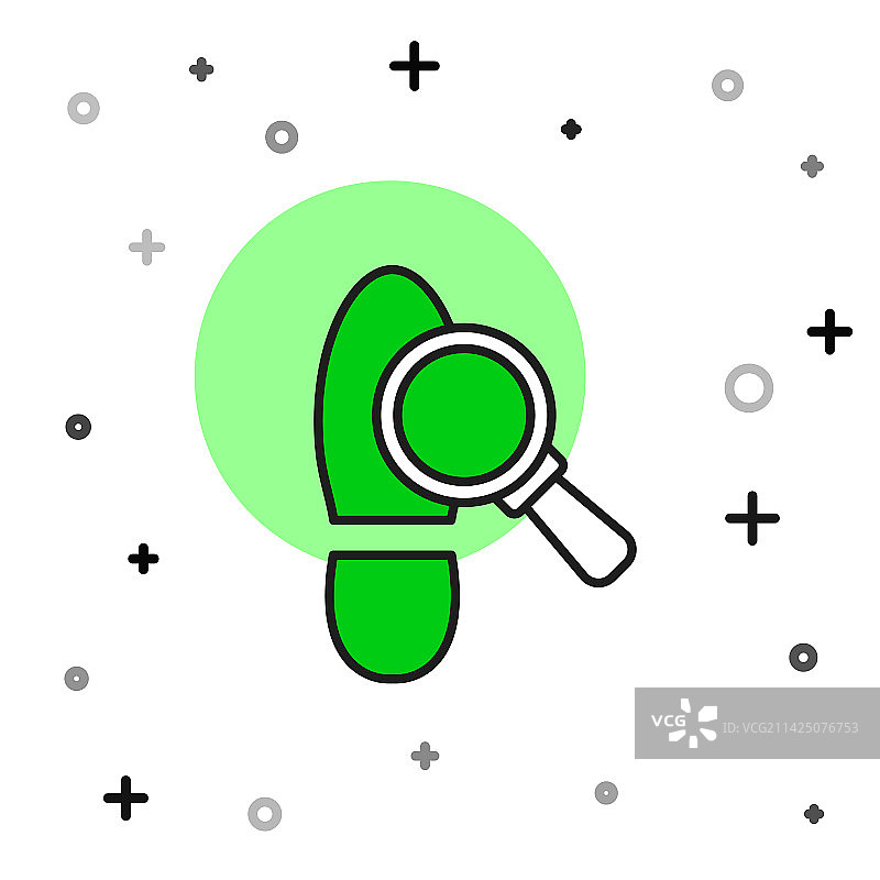 带脚印的放大镜轮廓图标图片素材