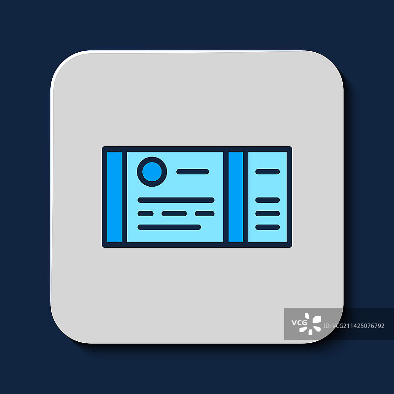 描边填充蓝色背景火车票图标图片素材