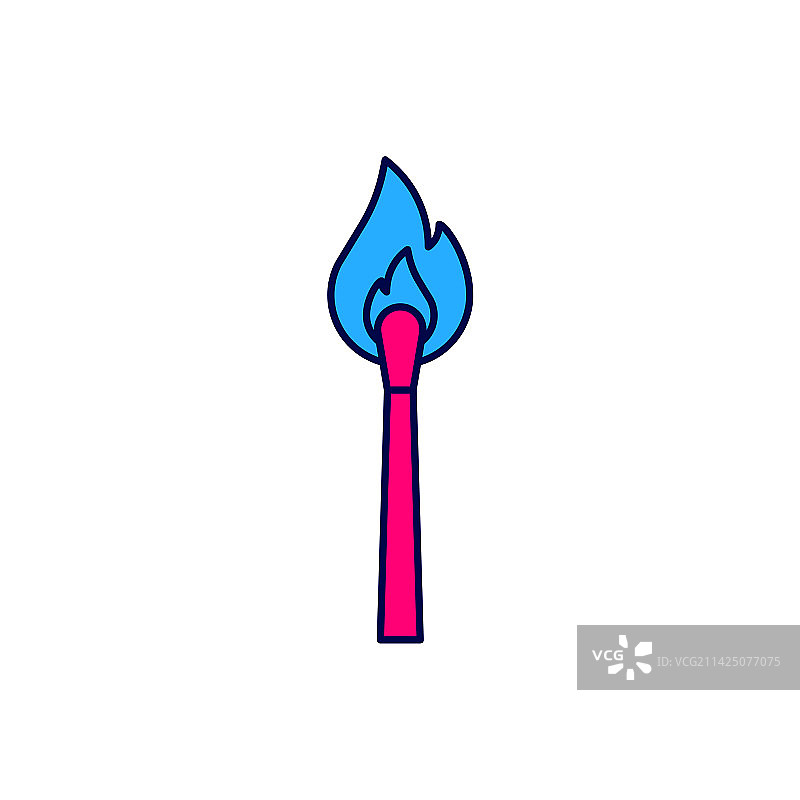 燃烧的火柴轮廓图标图片素材