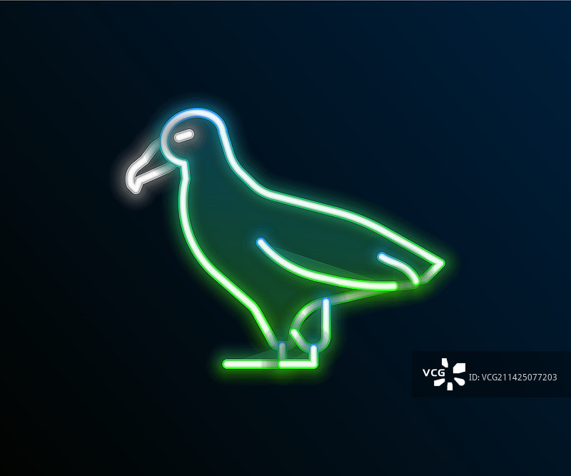 黑色背景上的霓虹信天翁线条图标图片素材